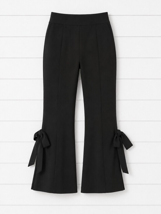 Creation L Pants - Creation L High Waisted Ankle Cropped Flare Wide Leg pant with Bows 8